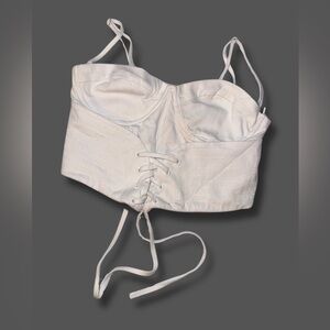 Zara White Lace-Up Bustier